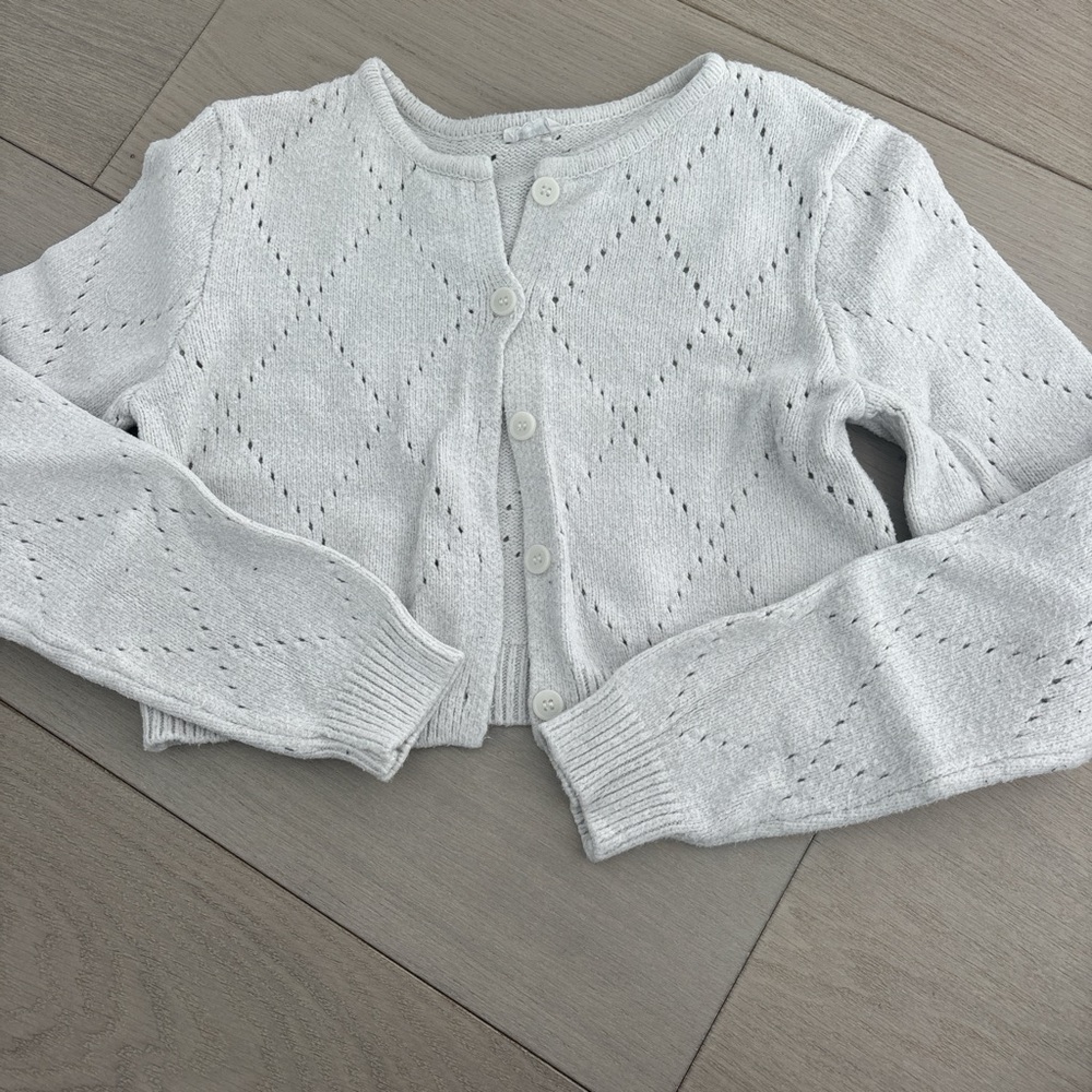Cropped White Cardigan Sweater